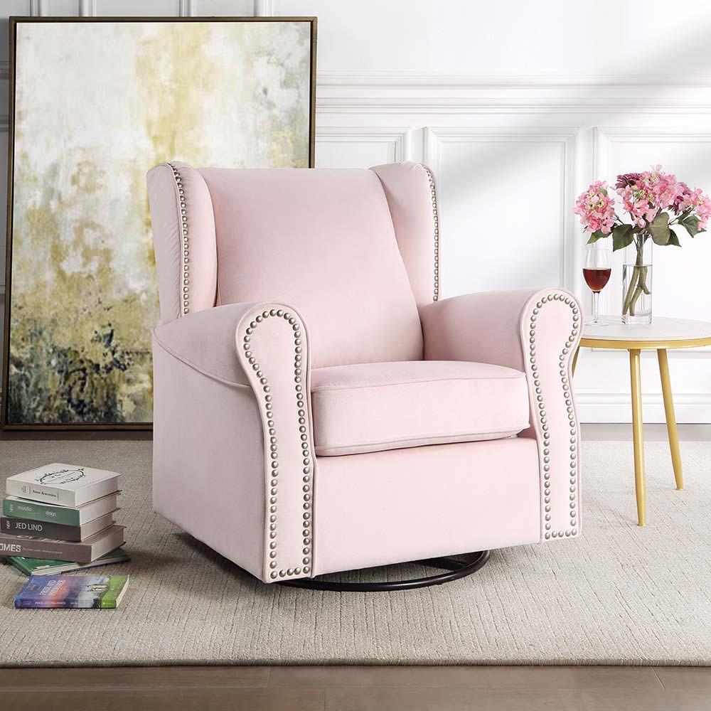 ACME Tamaki - Swivel Chair - Pink Fabric | Meri Furniture