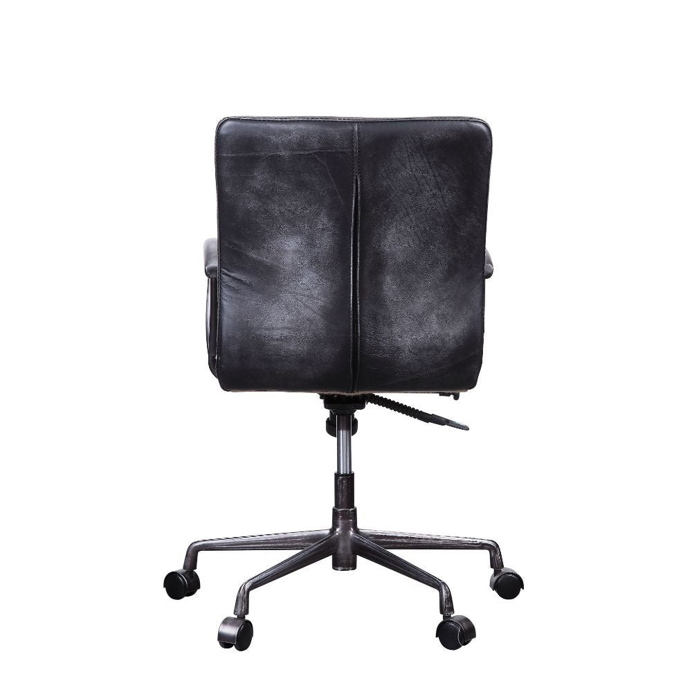 ACME Barack - Executive Office Chair - Vintage Black Top Grain Leather & Aluminum | Meri Furniture