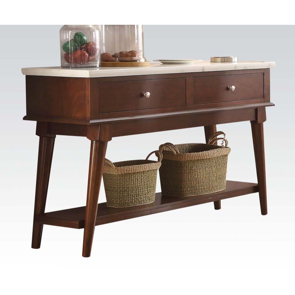 ACME Gasha - Server - White Marble & Walnut | Meri Furniture