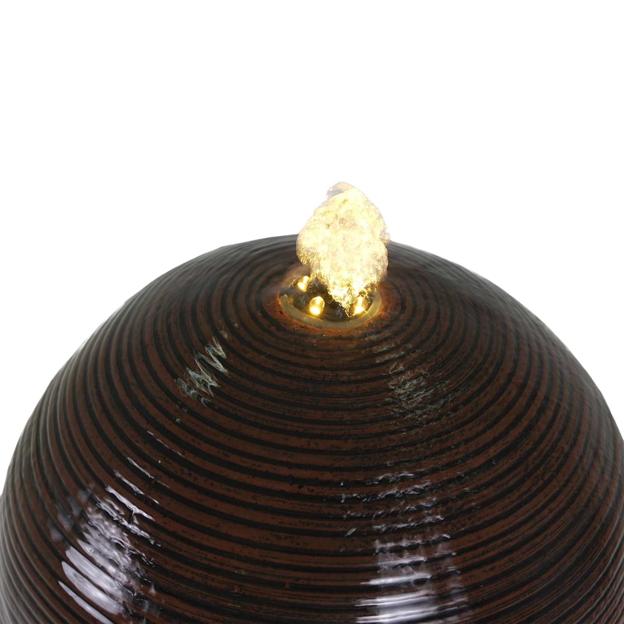 35.5" Tall Column Fountain With LED Lights, Retro Outdoor Decor, Weather Resistant Feature - Dark Brown