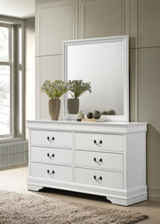 Coaster Fine Furniture Louis Philippe - 6-Drawer Dresser And Mirror - White | Meri Furniture