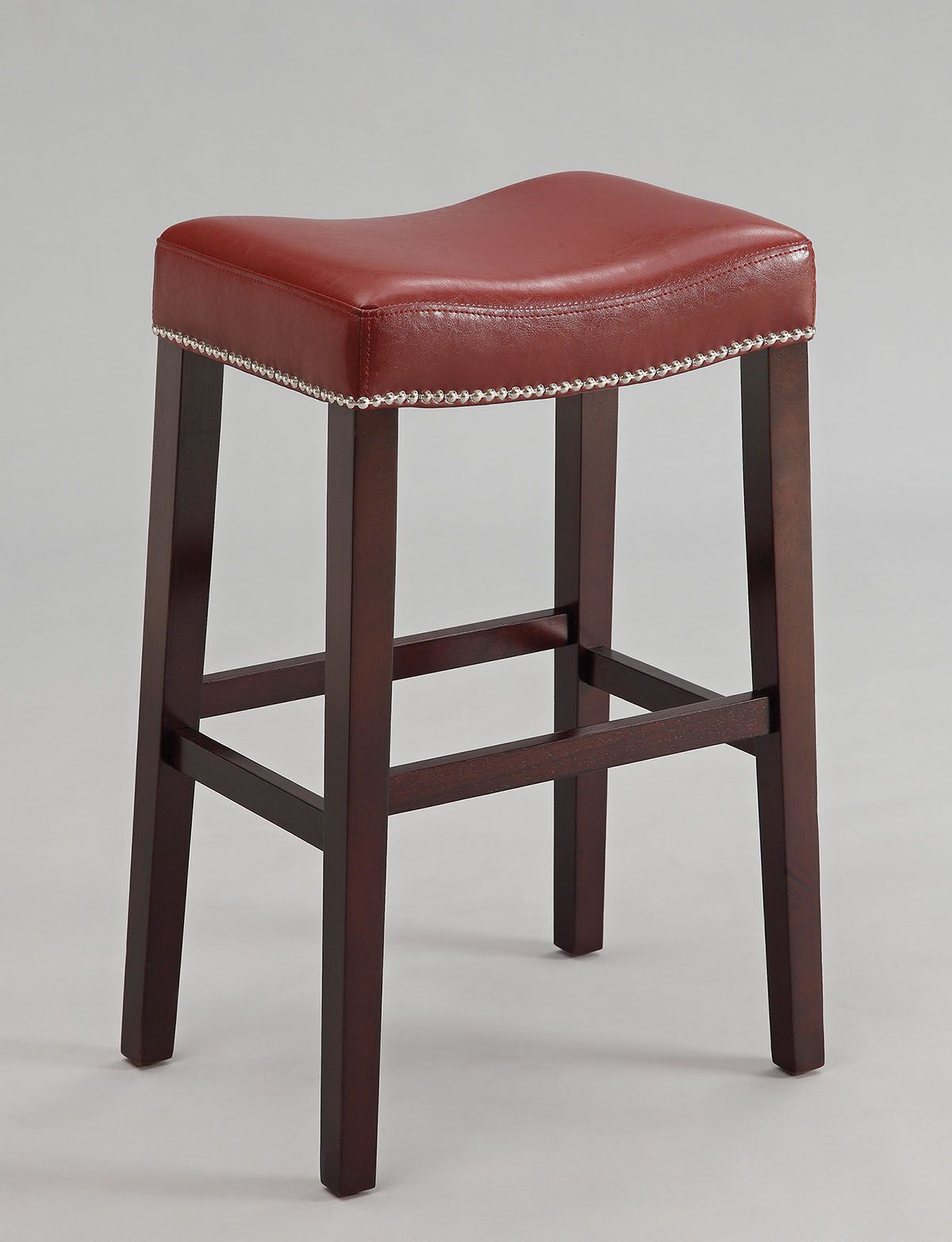 ACME Lewis - Stool (Set of 2) - Red PU & Espresso | Meri Furniture