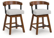 Ralene - Upholstered Swivel Barstool (Set of 2) - Medium Brown
