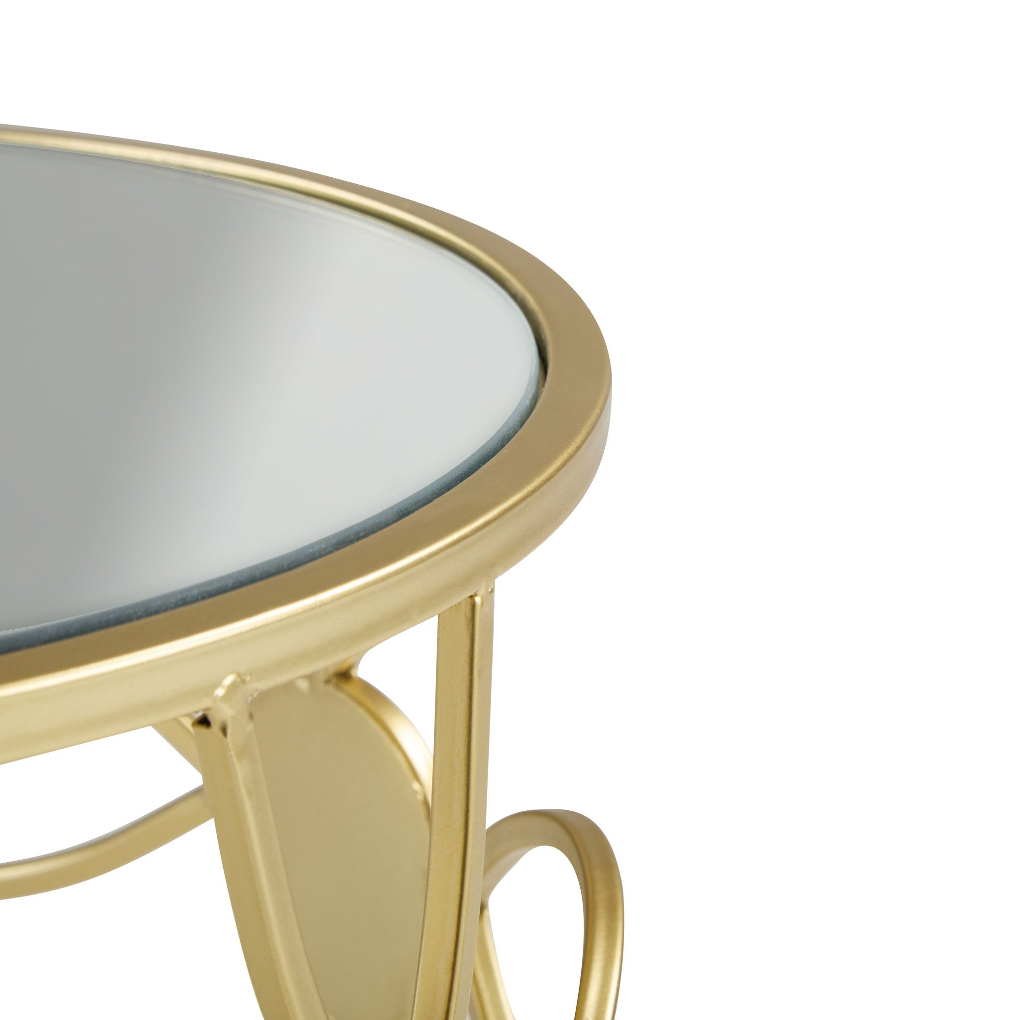 Modern Side Table With Mirror Top And Metal Frame - Gold / Clear