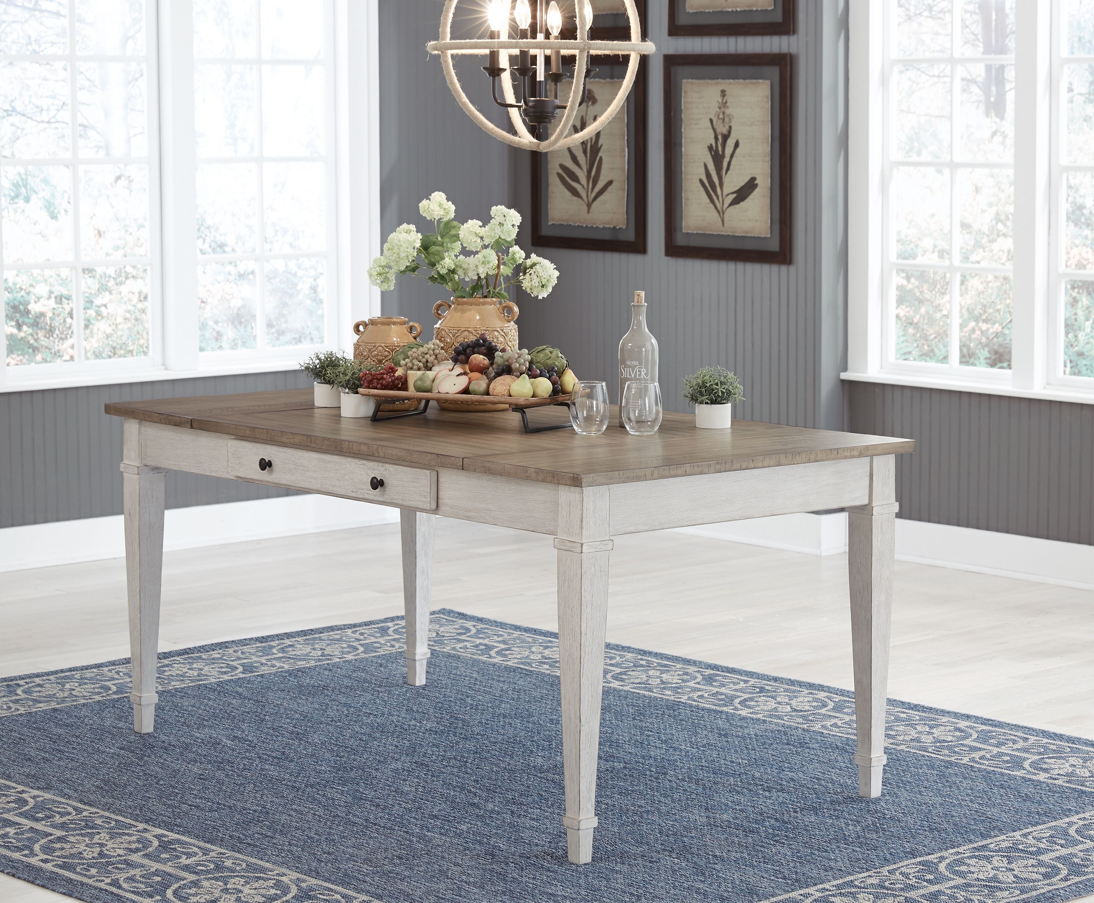 Signature Design by Ashley® Skempton - White - Rect Drm Table W/Storage | Meri Furniture