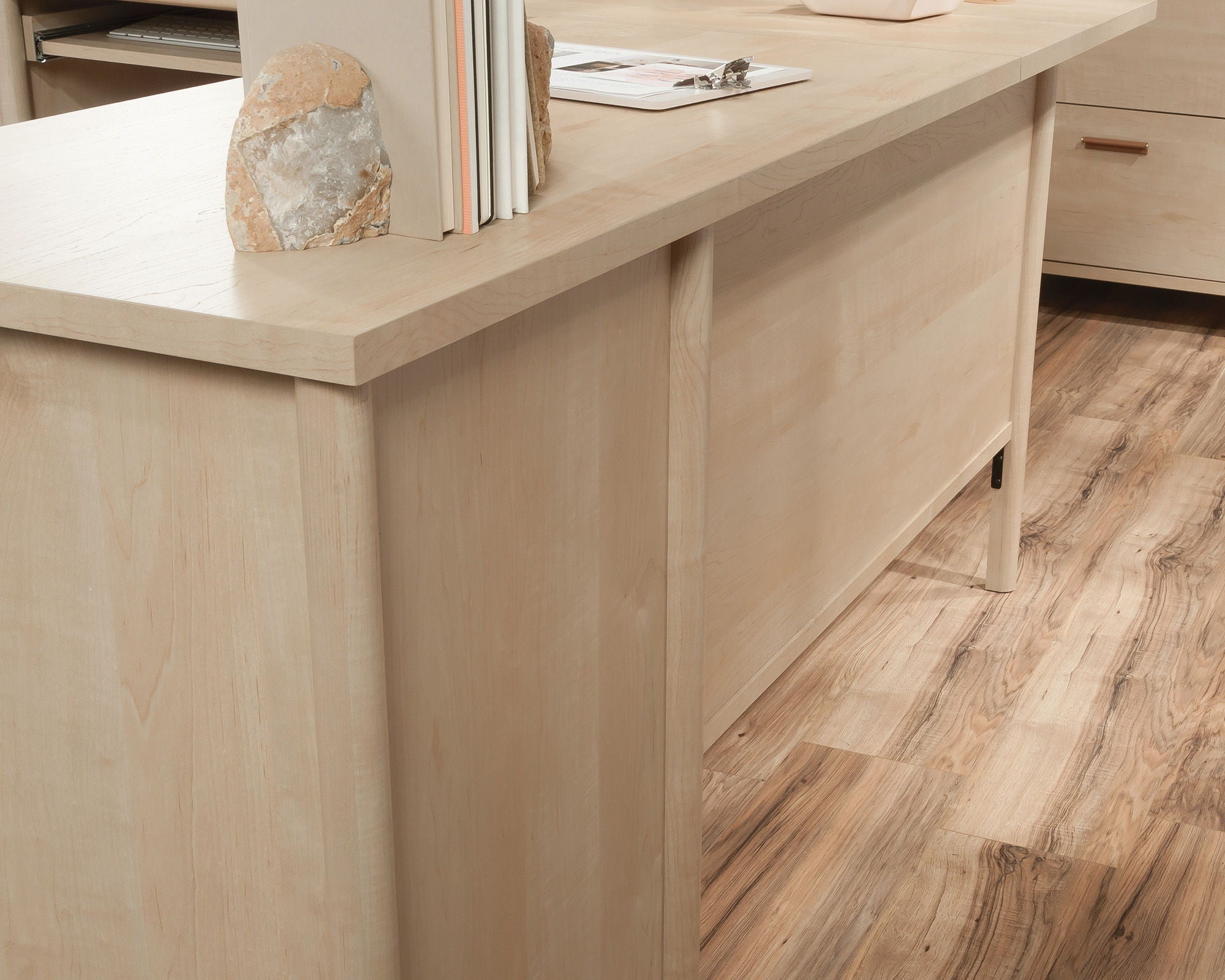 L-Shaped Home Office Desk in Natural Maple