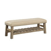 ACME Bigot - Bench - Fabric & Antique White | Meri Furniture