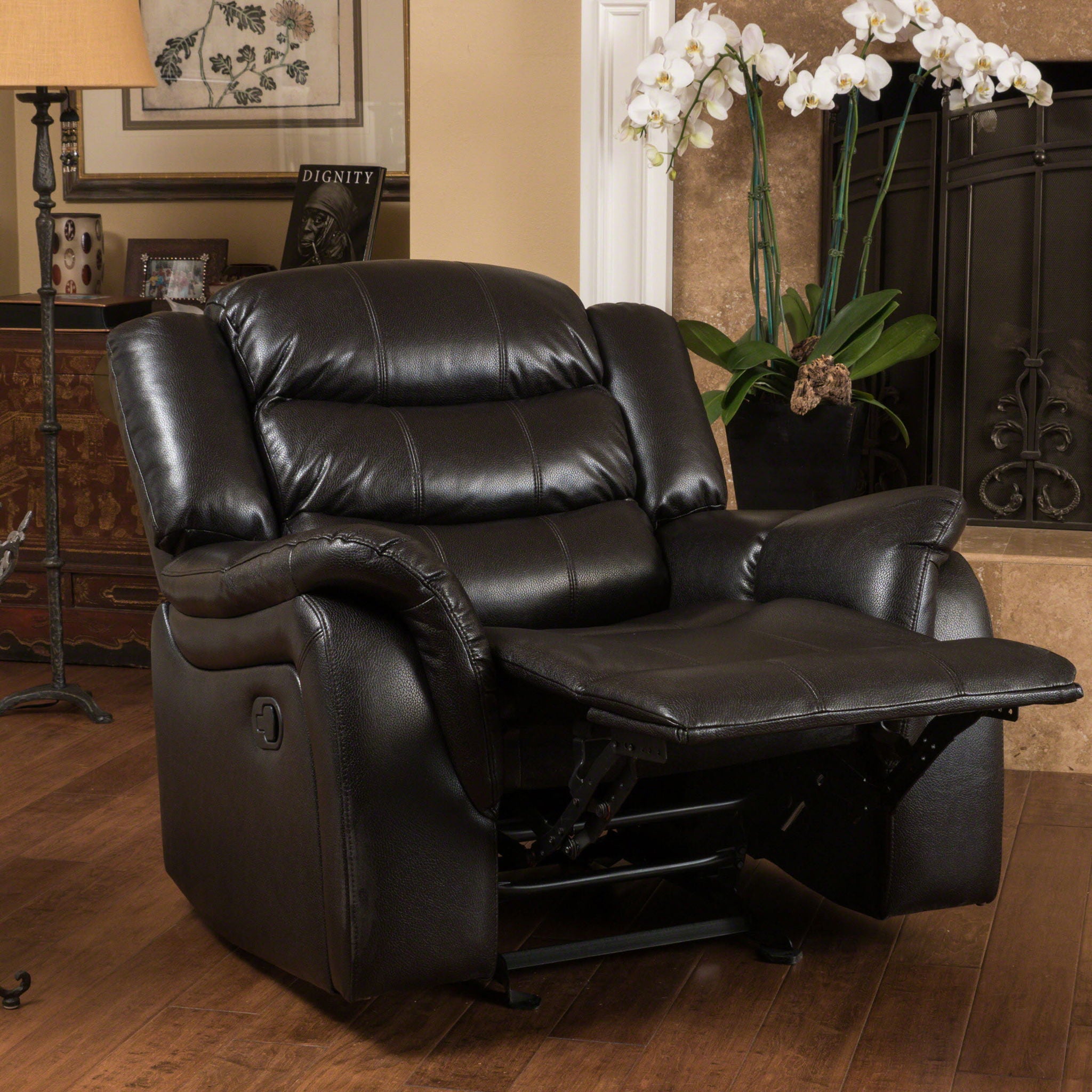 Classic Design Recliner, Upholstery Recliner, Glider Recliner - Black Berry