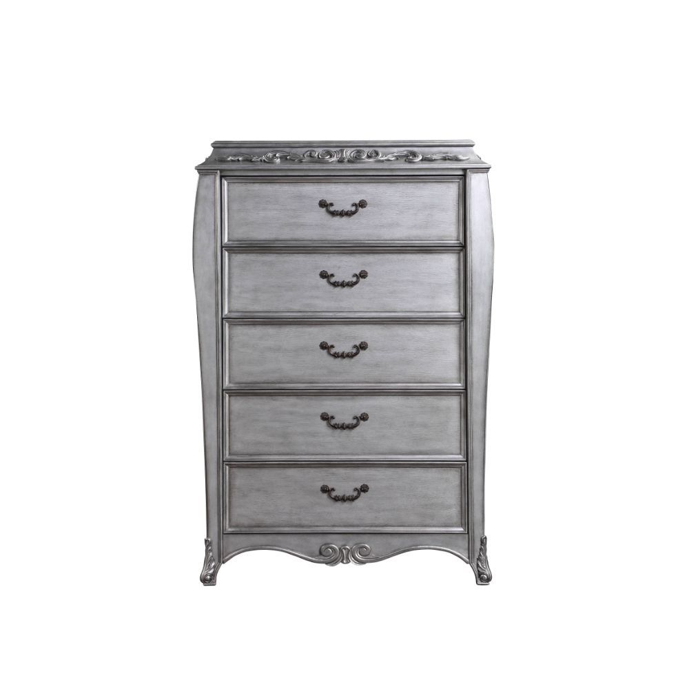 ACME Leonora - Chest - Vintage Platinum | Meri Furniture