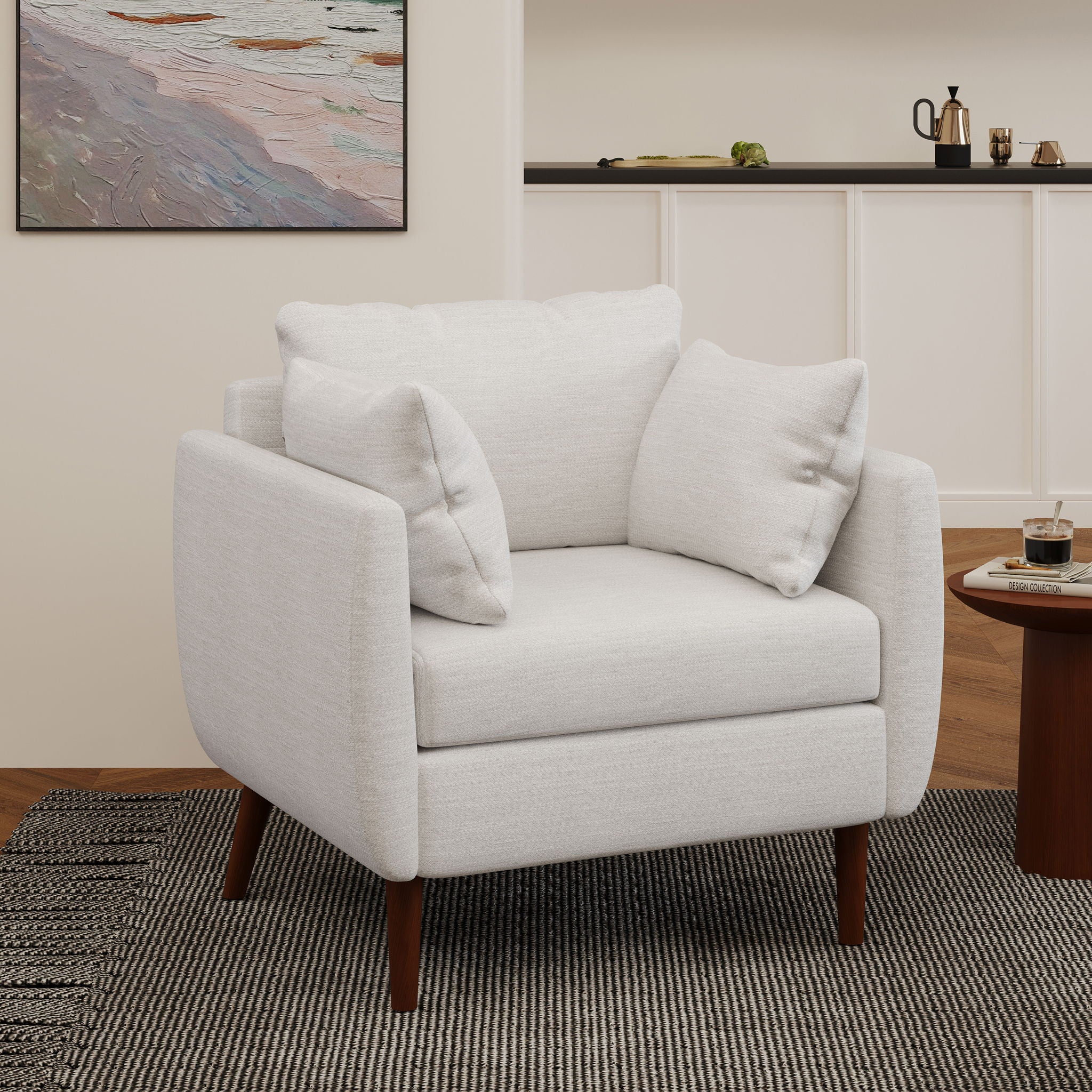 Luminate - Upholstered Fabric Club Chair With Tapered Legs And 2 Accent Pillows