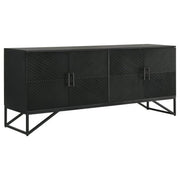 Coaster Fine Furniture Riddell - 4 Door Wood Reeding Accent Cabinet - Matte Black | Meri Furniture