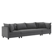 Modern Modular Sectional Oversized 4 Seat Couch Set & 4 Pillows, Minimalist Style Wide Seat Comfy Sofa - Gray