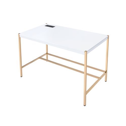 ACME Rectangular Writing Desk No Storage : Finish Metal Base. | Meri Furniture
