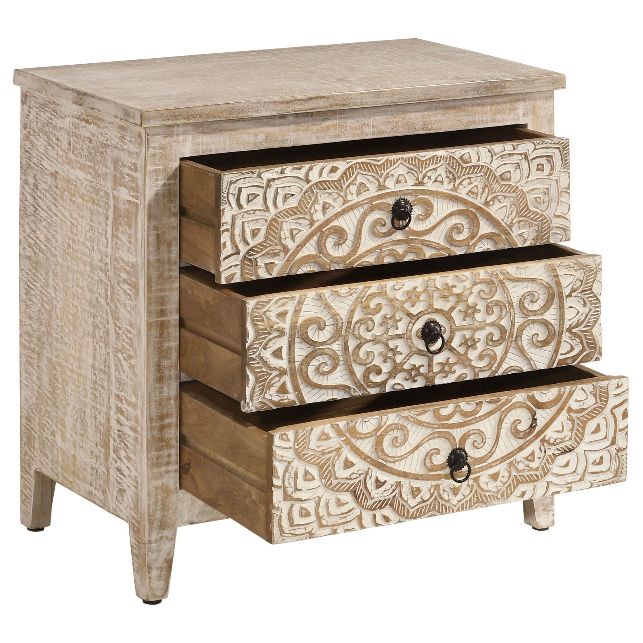Kenzie - 3 Drawer Mandala Cabinet - White