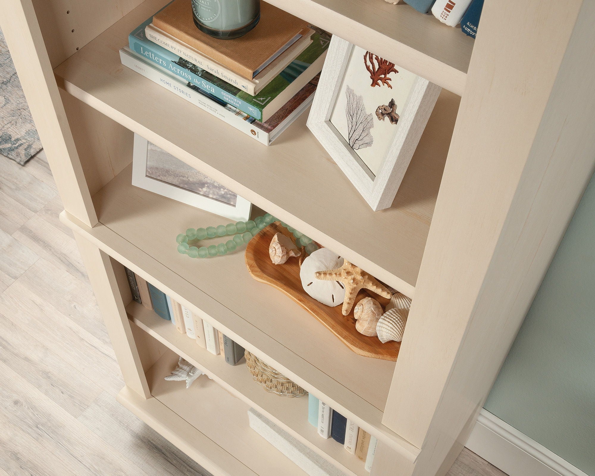 Harbor View 5-Shelf BookcaseLibrary Antiqued White