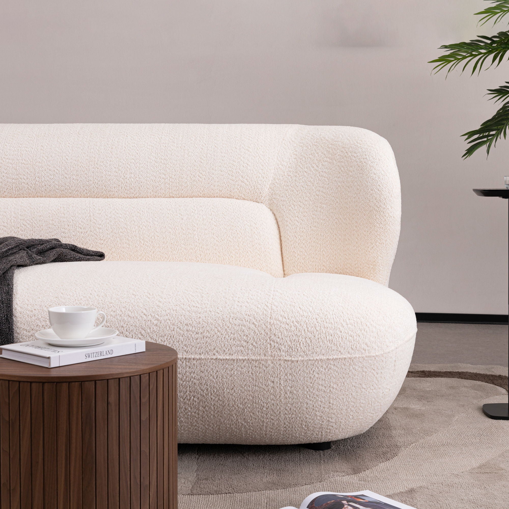 Modern Fashion Yp40116W Circular Curve Design Sofa, 4 Seater For Office & Bedroom - White