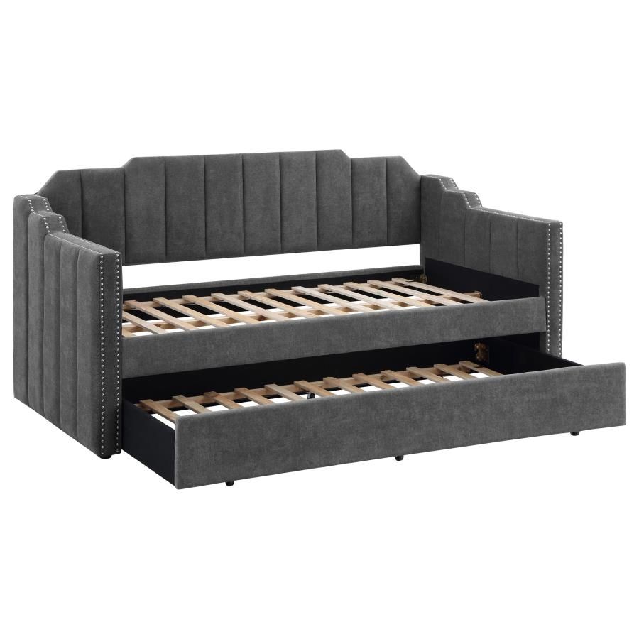 Coaster Fine Furniture Kingston - Upholstered Twin Daybed With Trundle - Charcoal | Meri Furniture