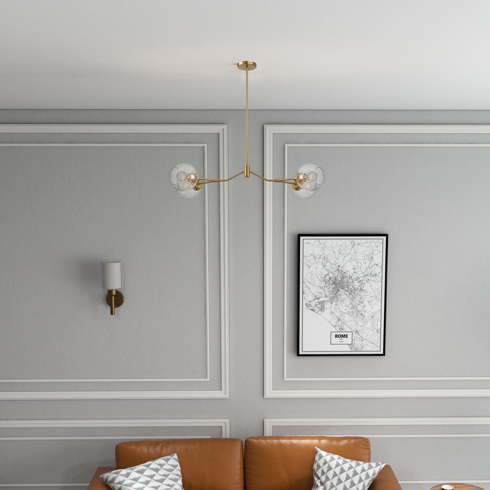 Jewel - 4 Lights Modern Farmhouse Chandelier Ceiling Hanging Light Fixture - Clear / Gold