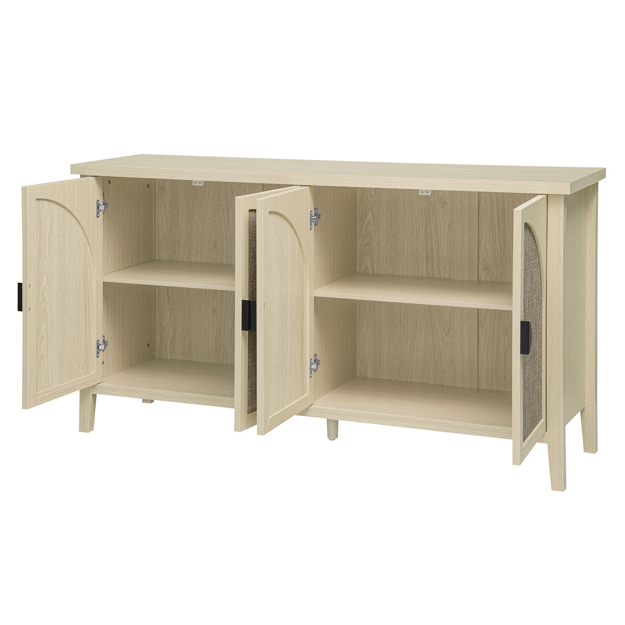 Rattan 4 Door Cabinet, Suitable For Bedroom - Natural