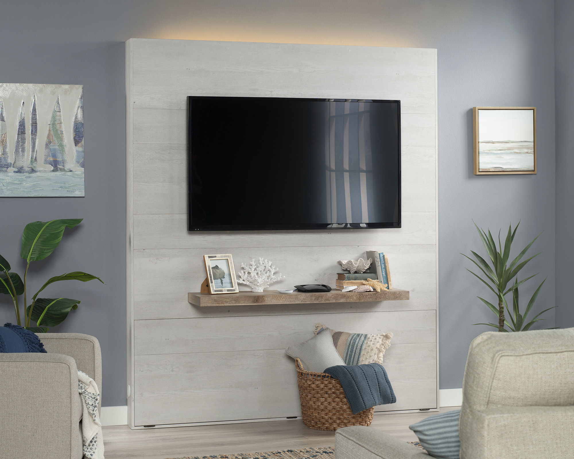 Entertainment Wall in Winter Oak/Lintel Oak