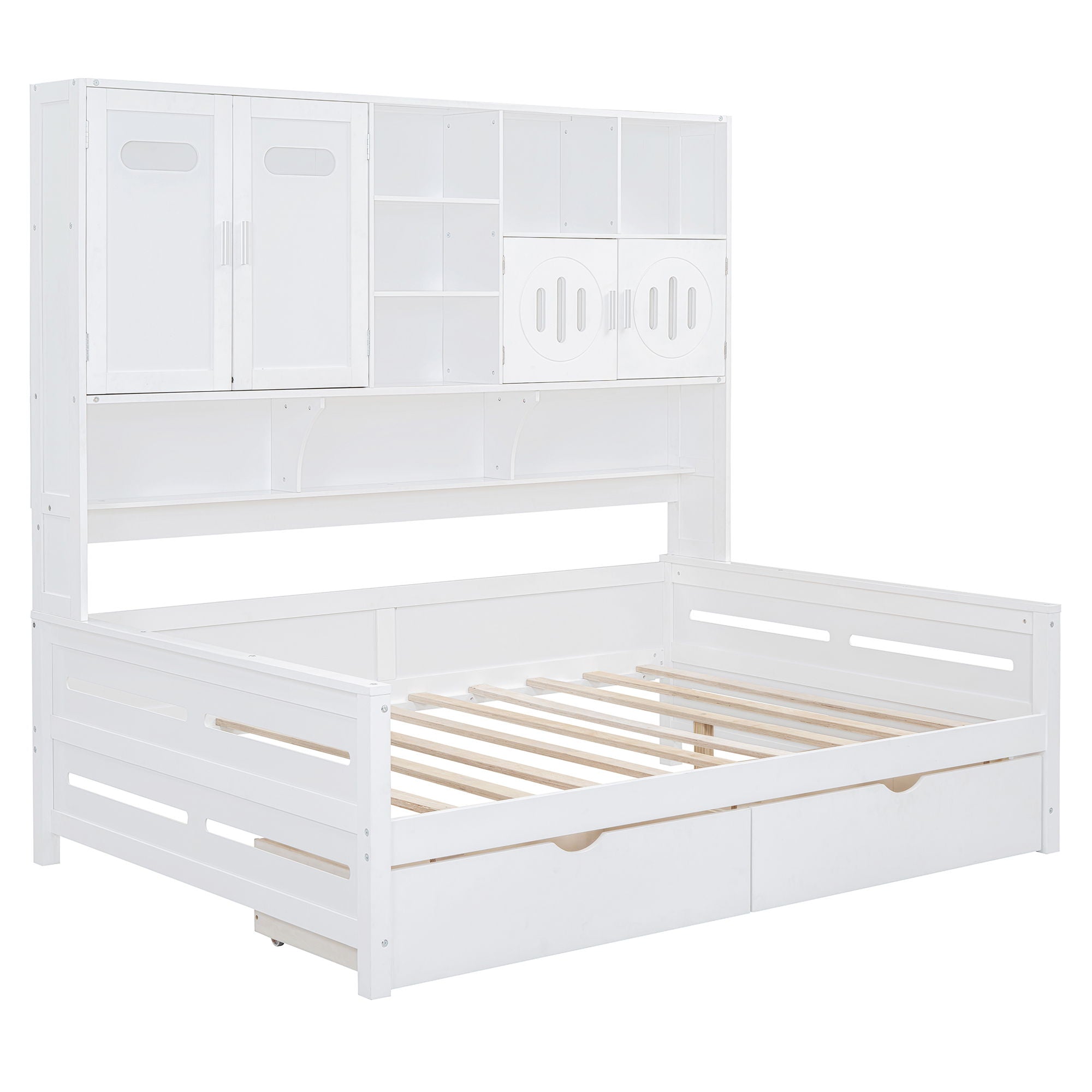 Daybed With All-In-One Cabinet And Shelf