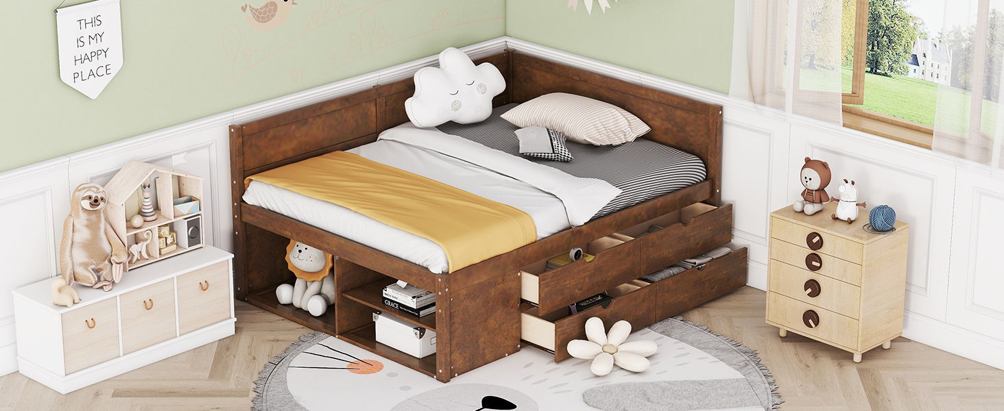 Daybed With Drawers And Shelves