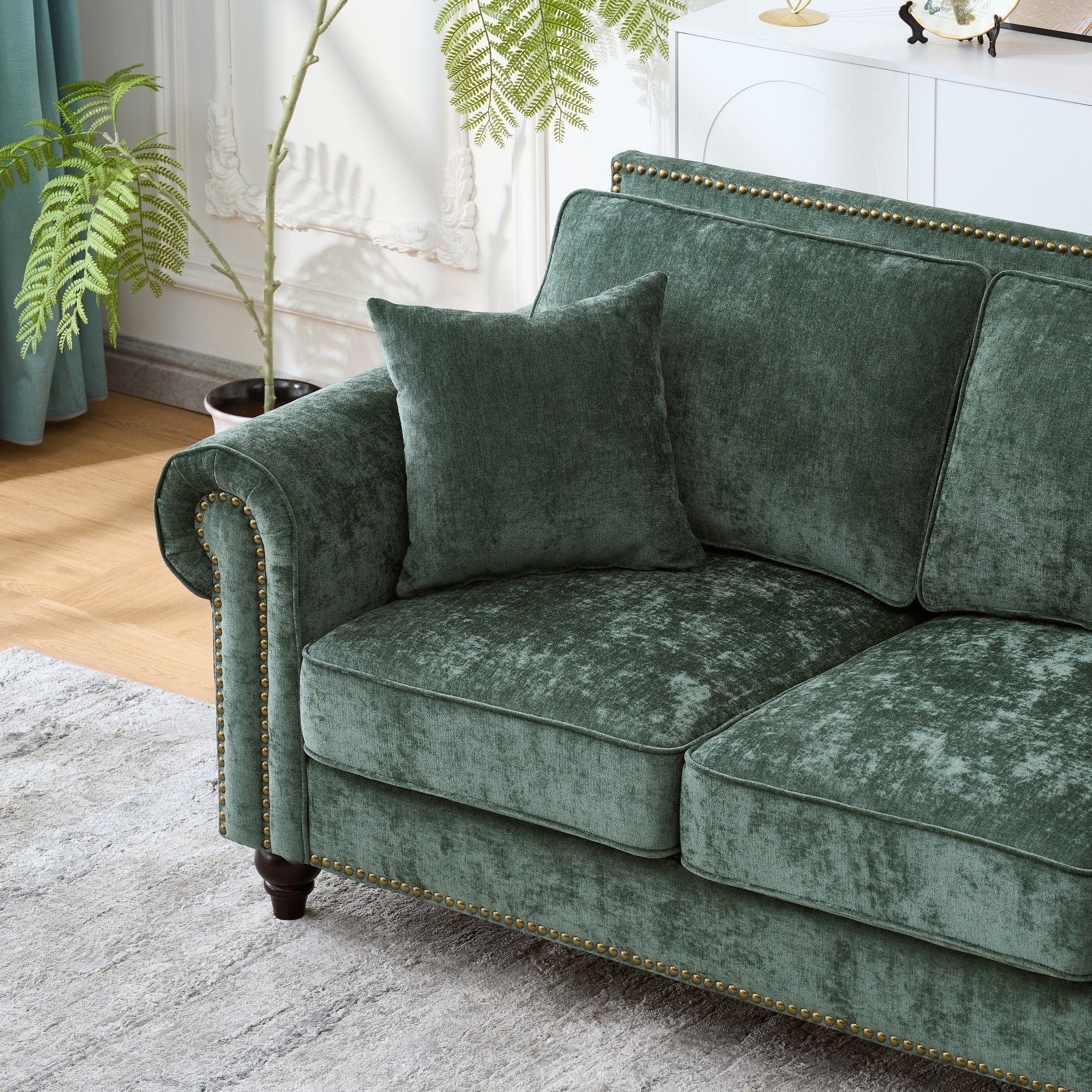 2 Seater Sofa With Rolled Arms, Tufted Upholstered Couch