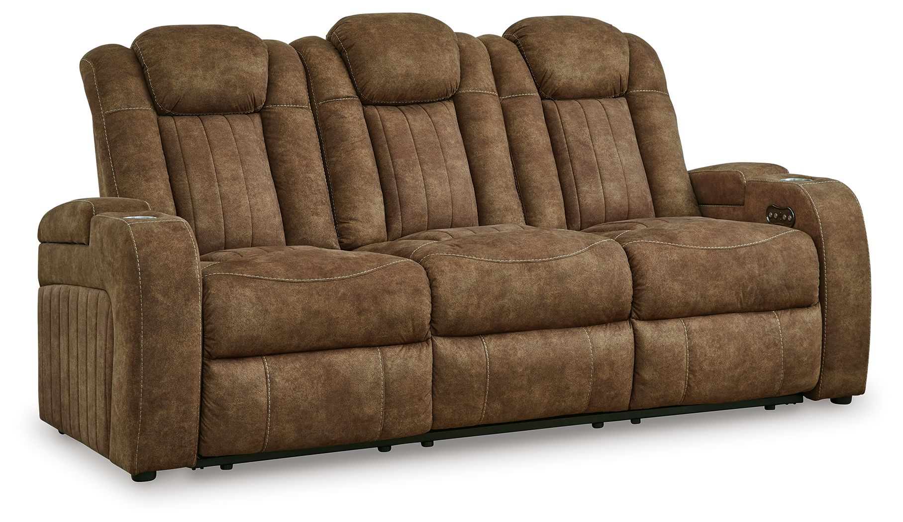 Signature Design by Ashley® Wolfridge - Brindle - 2 Pc. - Power Reclining Sofa, Power Reclining Loveseat With Console | Meri Furniture