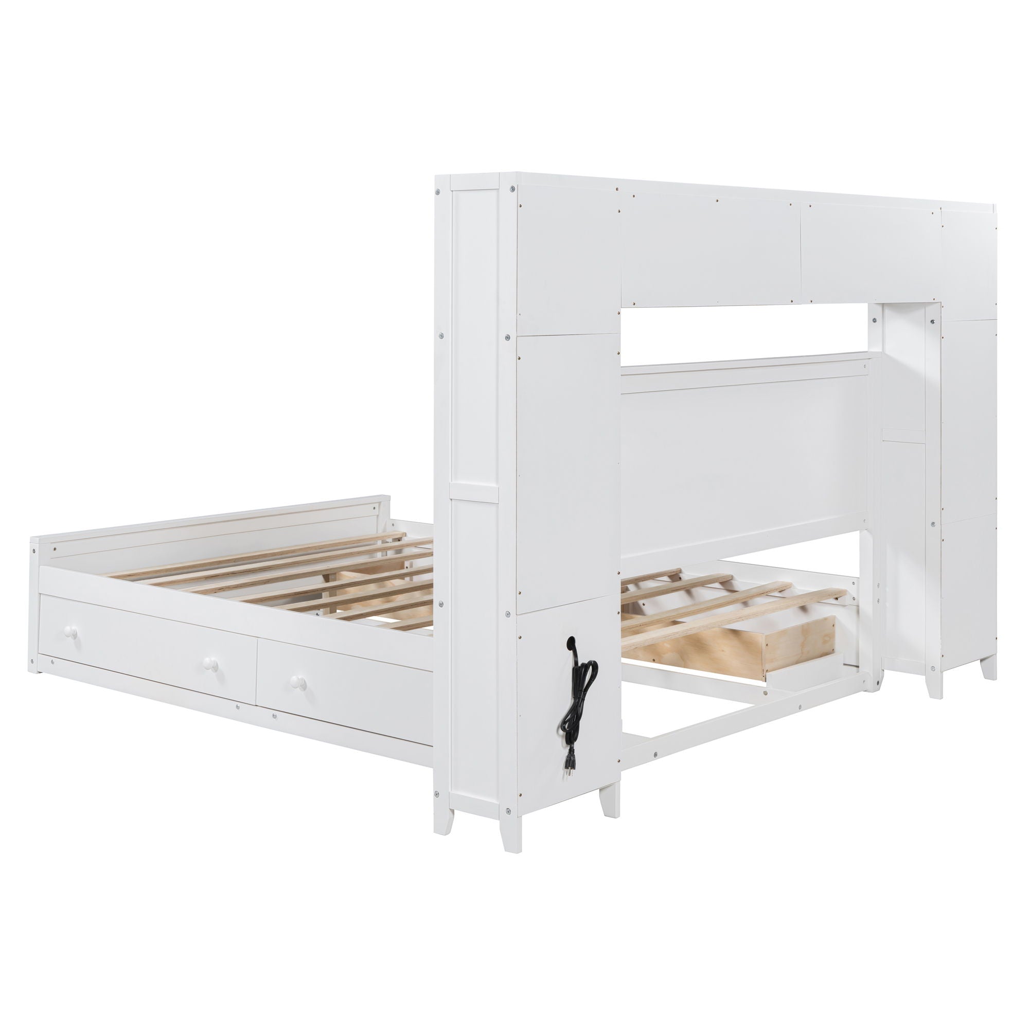 Bed With All In One Cabinet, Shelf And Sockets