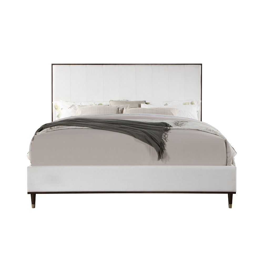 ACME Box Spring Required Upholstered Bed Wooden Legs with Metal Caps Drawer: Metal Side Drawer Glide, 3/4 Extension, Dovetail Included, Safety Stop Included Mirror Beveled | Meri Furniture