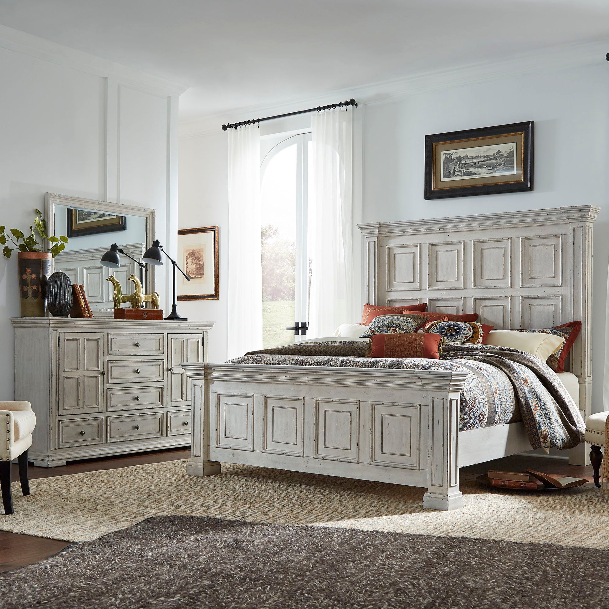 Liberty Furniture Big Valley - Panel Bed, Dresser & Mirror | Meri Furniture