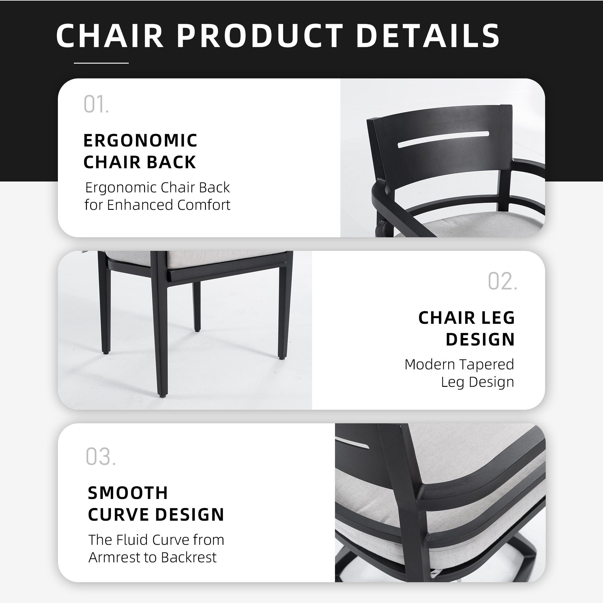 Modern Outdoor Patio Dining Set With Table And Chairs With Sunbrella Cushions