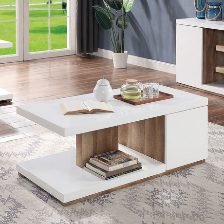 Furniture of America Moa - Coffee Table - White / Natural Tone | Meri Furniture