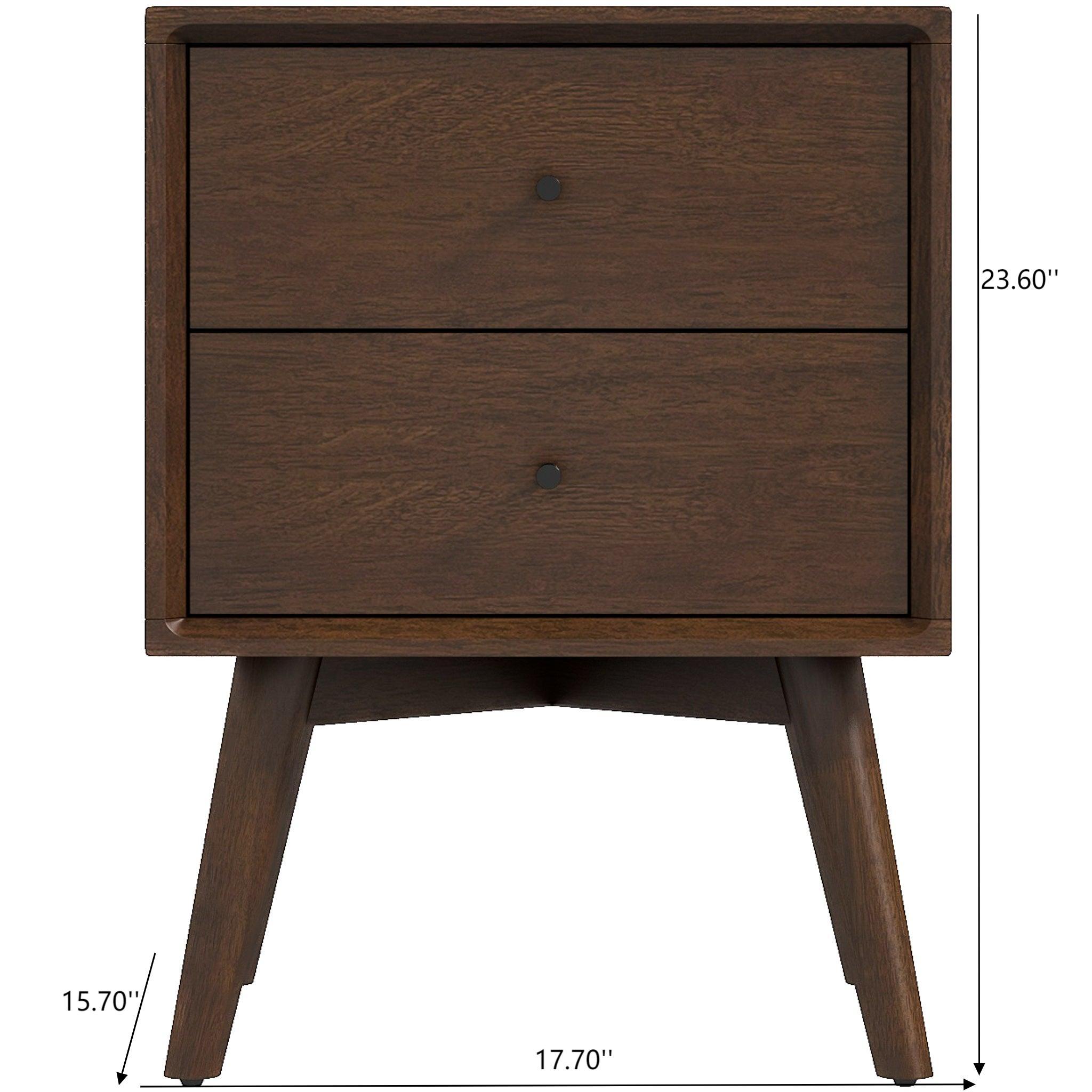 Caroline - Mid-Century Modern Style White Night Stand 2 Drawer