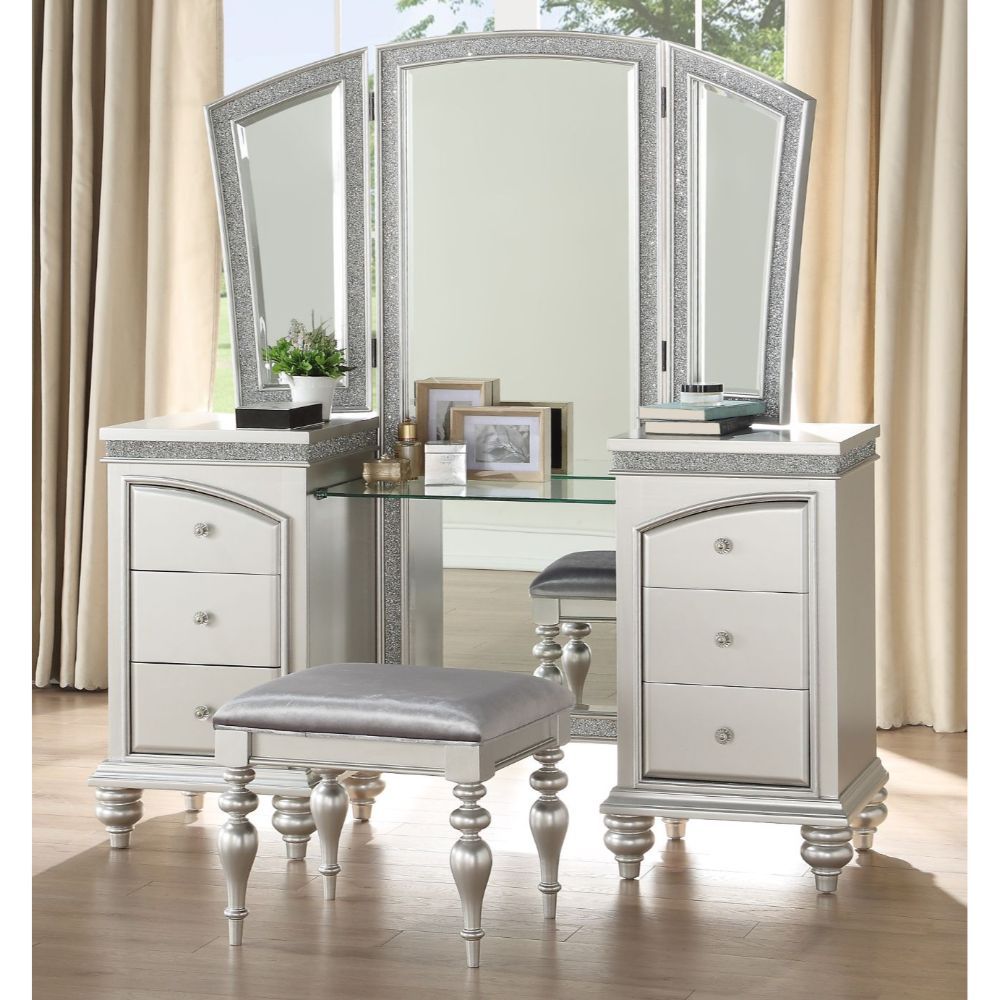 ACME Maverick - Vanity Desk - Platinum | Meri Furniture