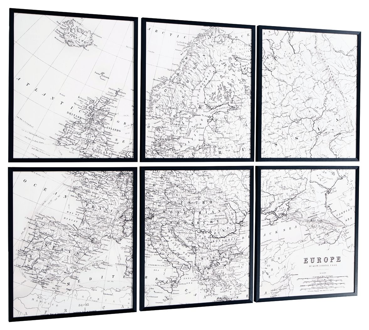 Ashley Furniture Avanworth - Black / White - Wall Art Set (Set of 6) | Meri Furniture