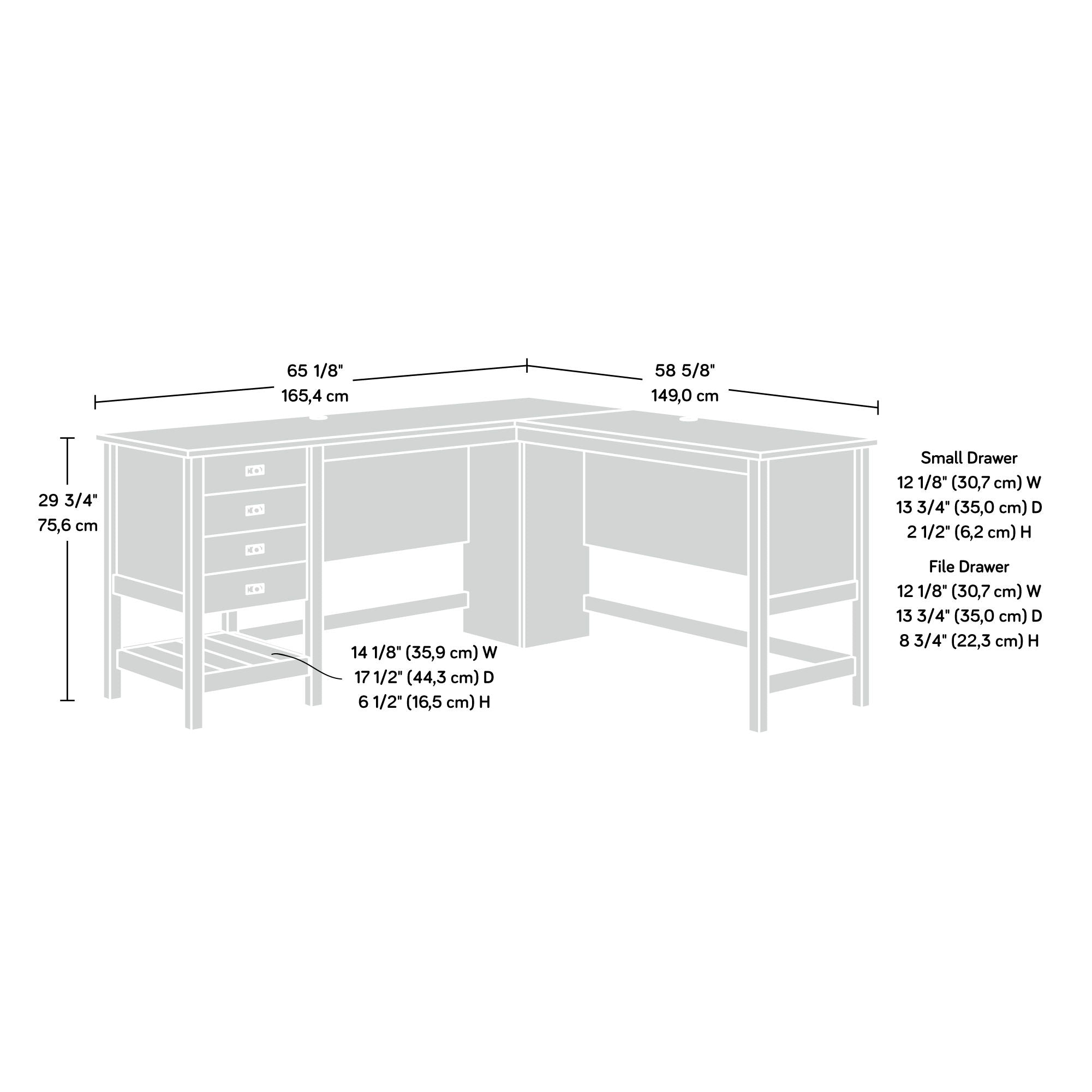White L-Shaped Desk with Oak Finished Top