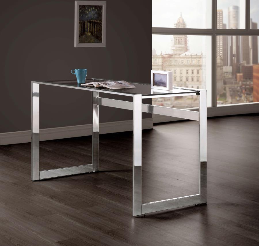 Coaster Fine Furniture Hartford - Glass Top Writing Desk - Chrome | Meri Furniture