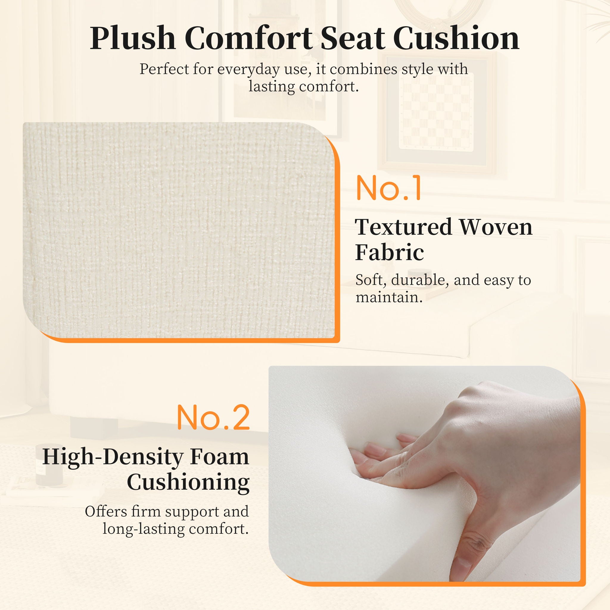 Textured Fabric Ottoman Bench With Hinged Lid