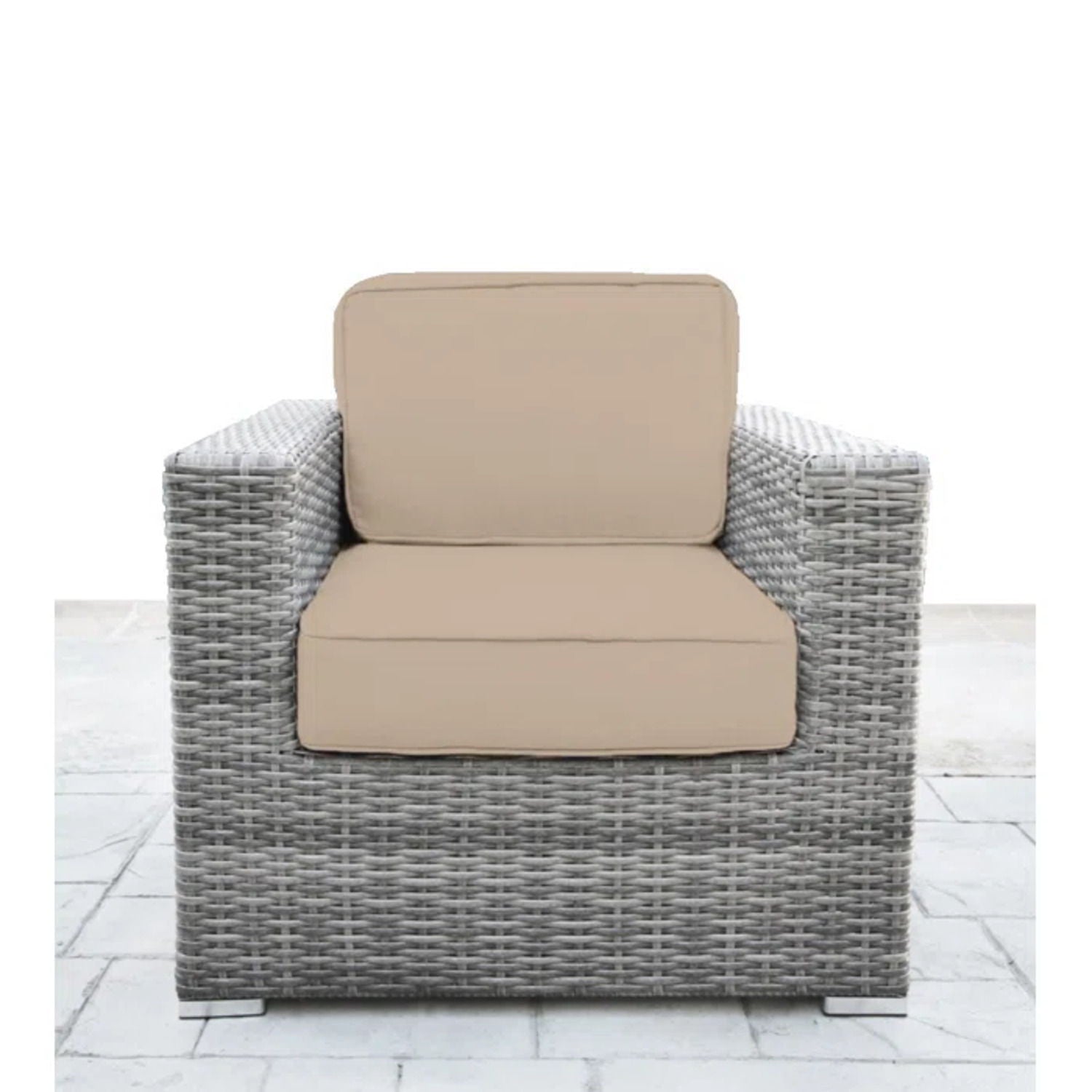 Wicker Seating Group Set With Table And Cushions