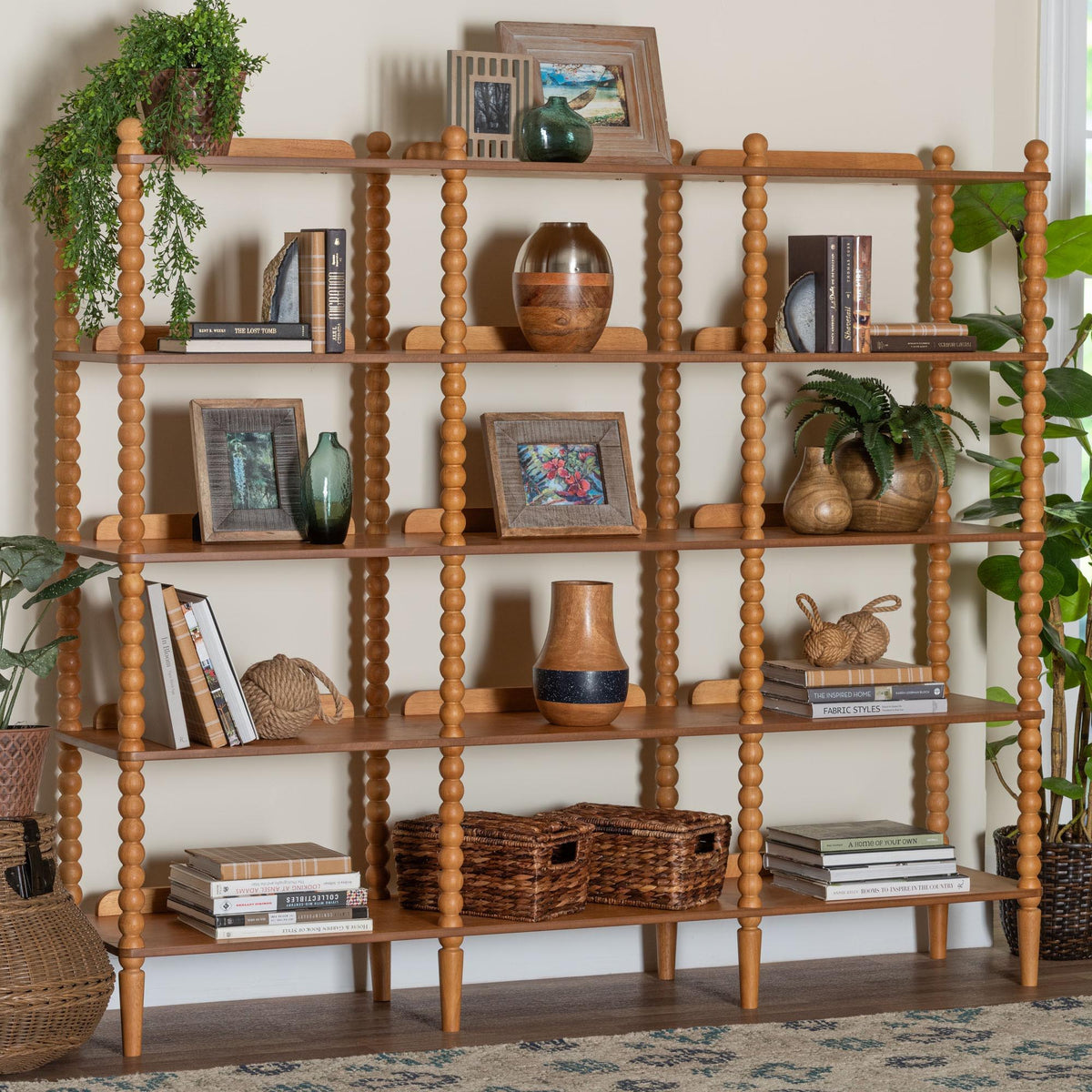 Lucera Bobbin 5-Tier Display Shelf, Oak Brown