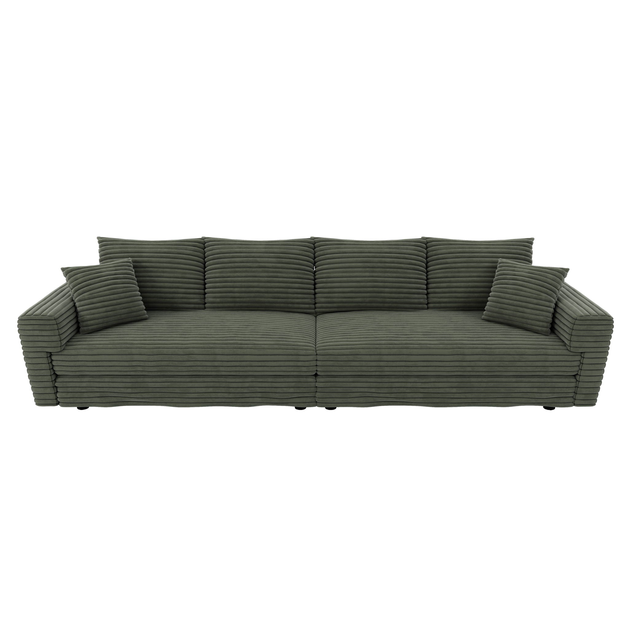 Plush Corduroy 4 Seat Sofa, Modern Comfy Upholstered Sofa Cloud Couch, Deep Seat Couches With Soft Pillows