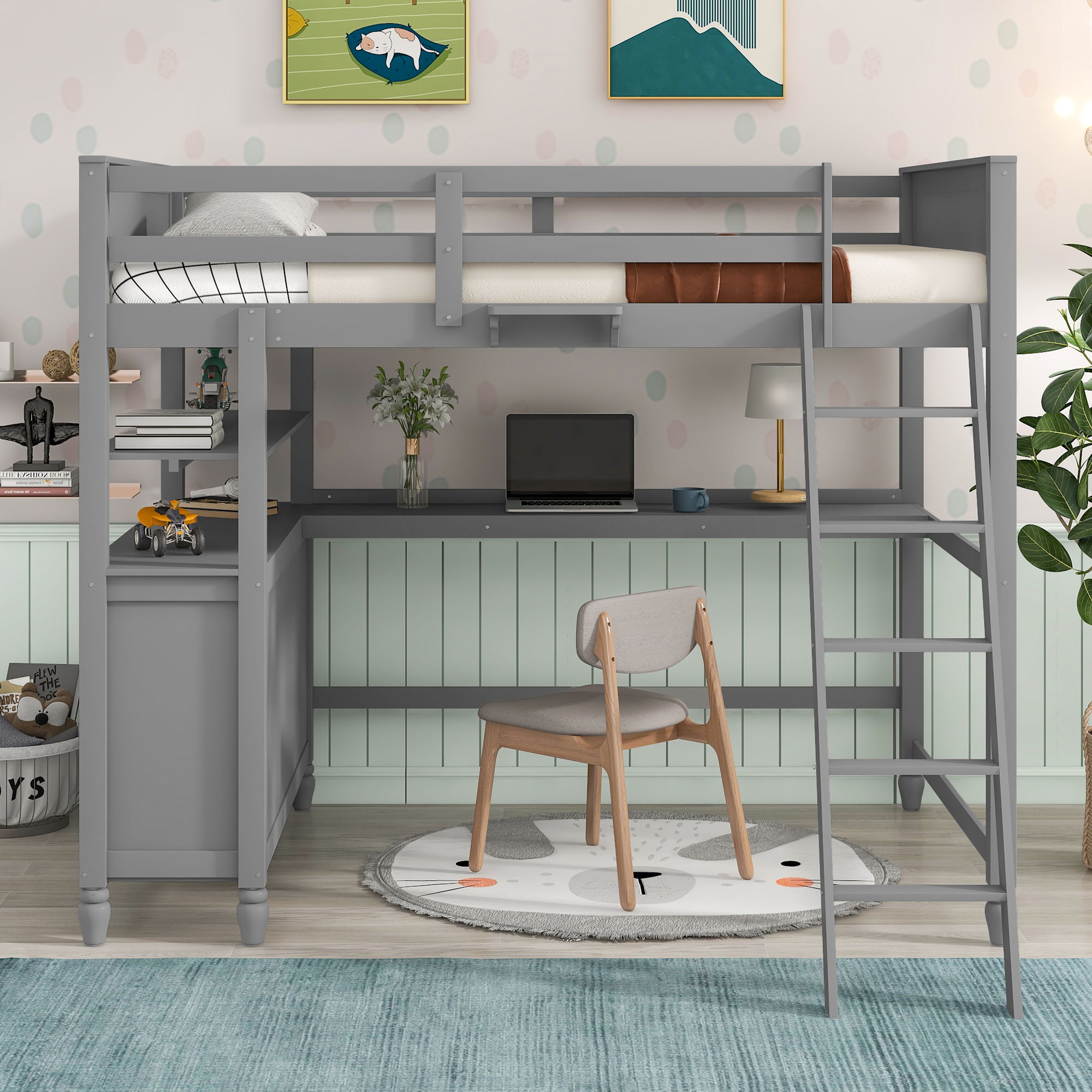 Loft Bed With Drawers With Desk And Shelves