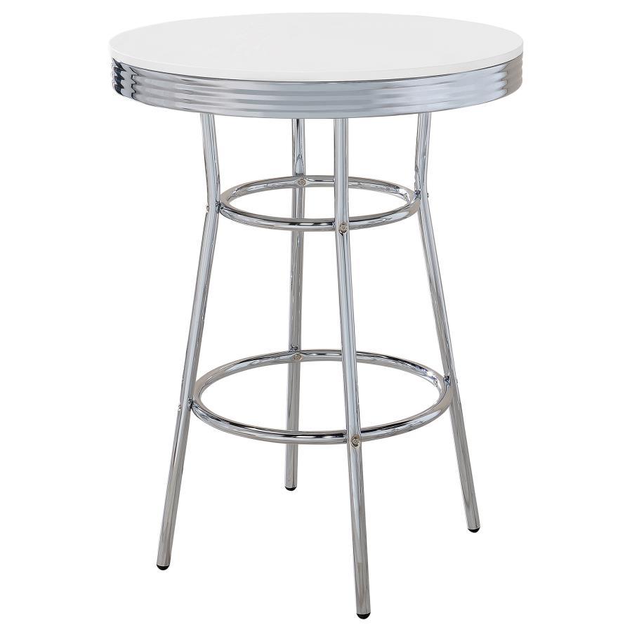 Coaster Fine Furniture Retro - 3 Pieces Round 1950s Bistro Pub Bar Table Set | Meri Furniture