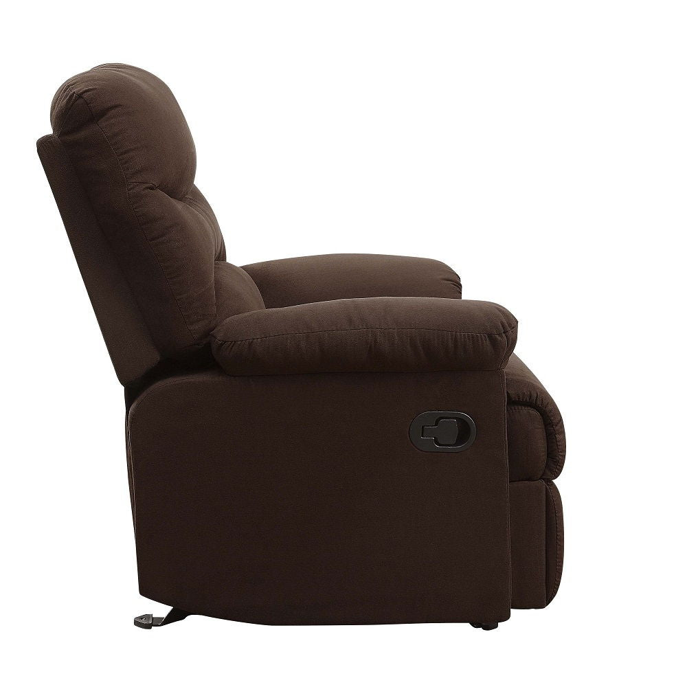 ACME The lovely Arcadia recliner offers comfort, style and value for any home. A smooth microfiber seat cushion provides relaxation from seat to toe with an easy to reach external handle for operating the reclining mechanism. | Meri Furniture