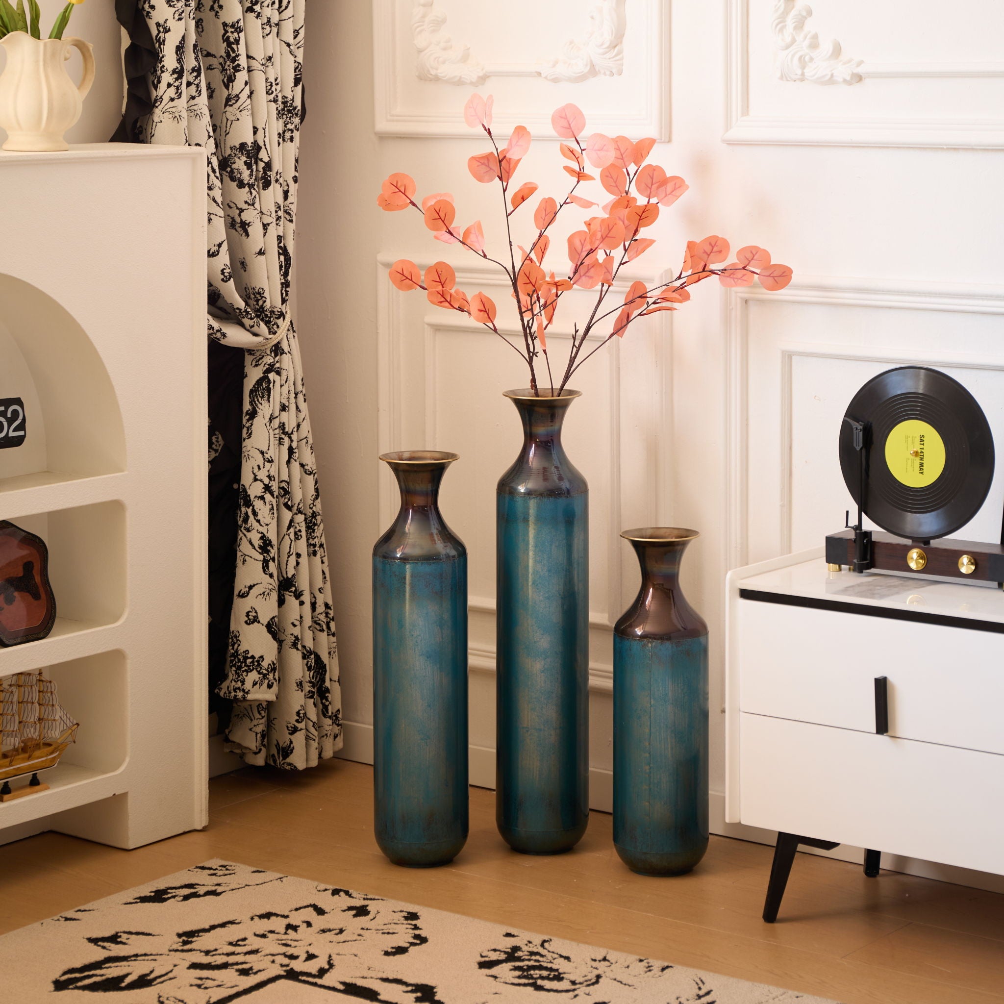 Modern Droplet Shaped Floor Vase Set, 3 Piece Home Decor