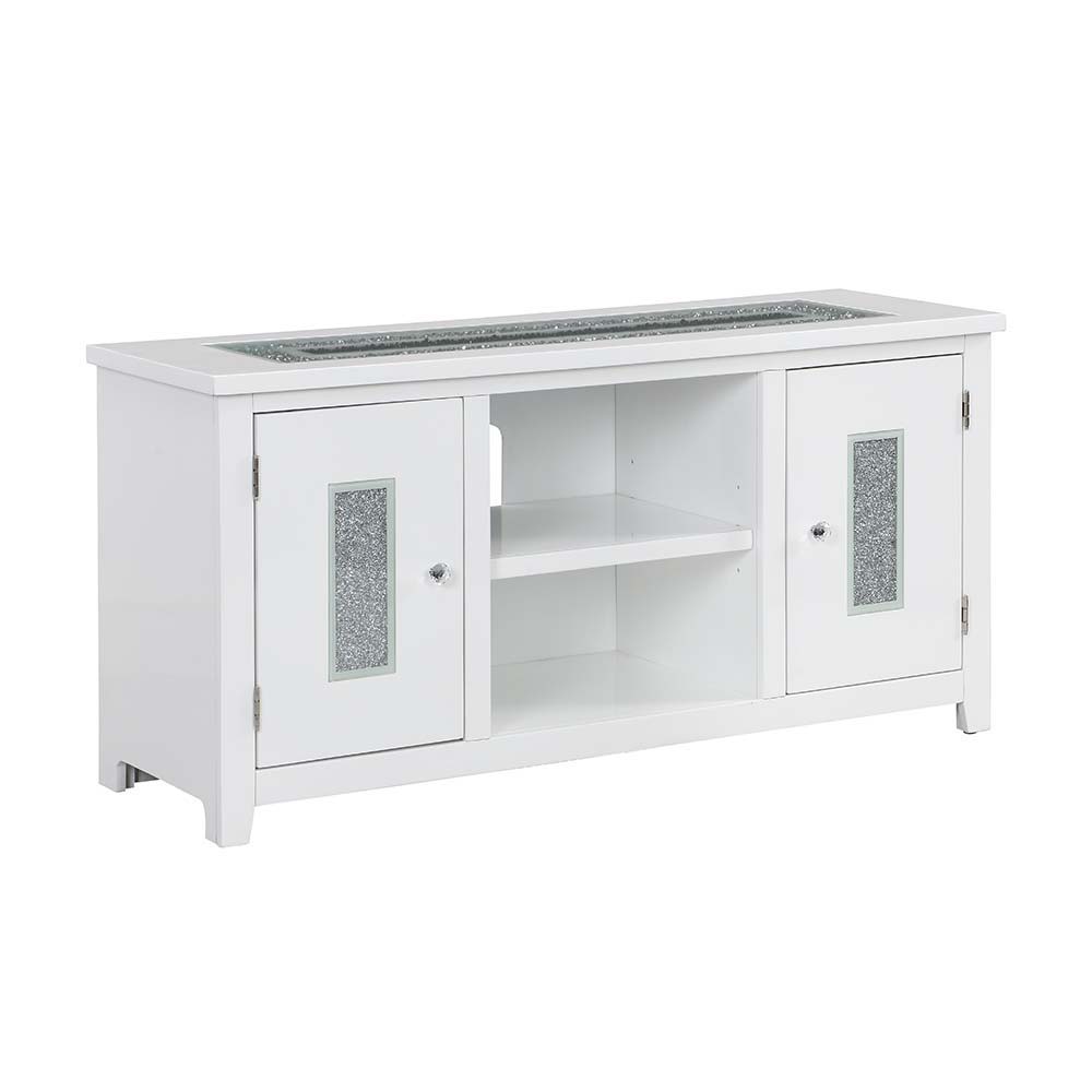 ACME Elizaveta - TV Stand - White High Gloss Finish | Meri Furniture