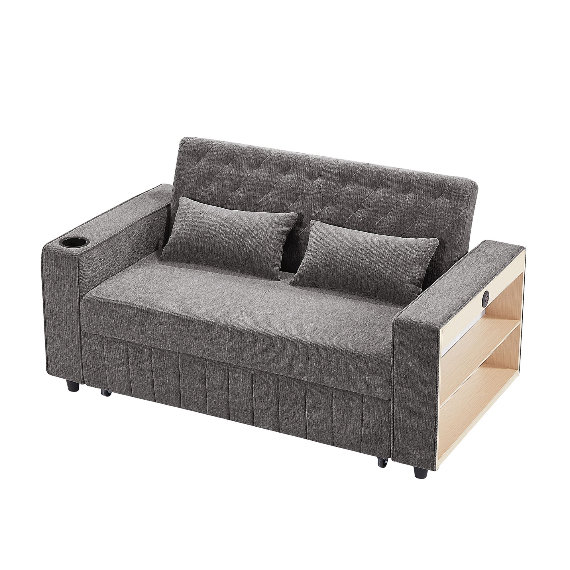 Pull-Out Sofa Bed Convertible Couch With Adjustable Backrest For Living Room