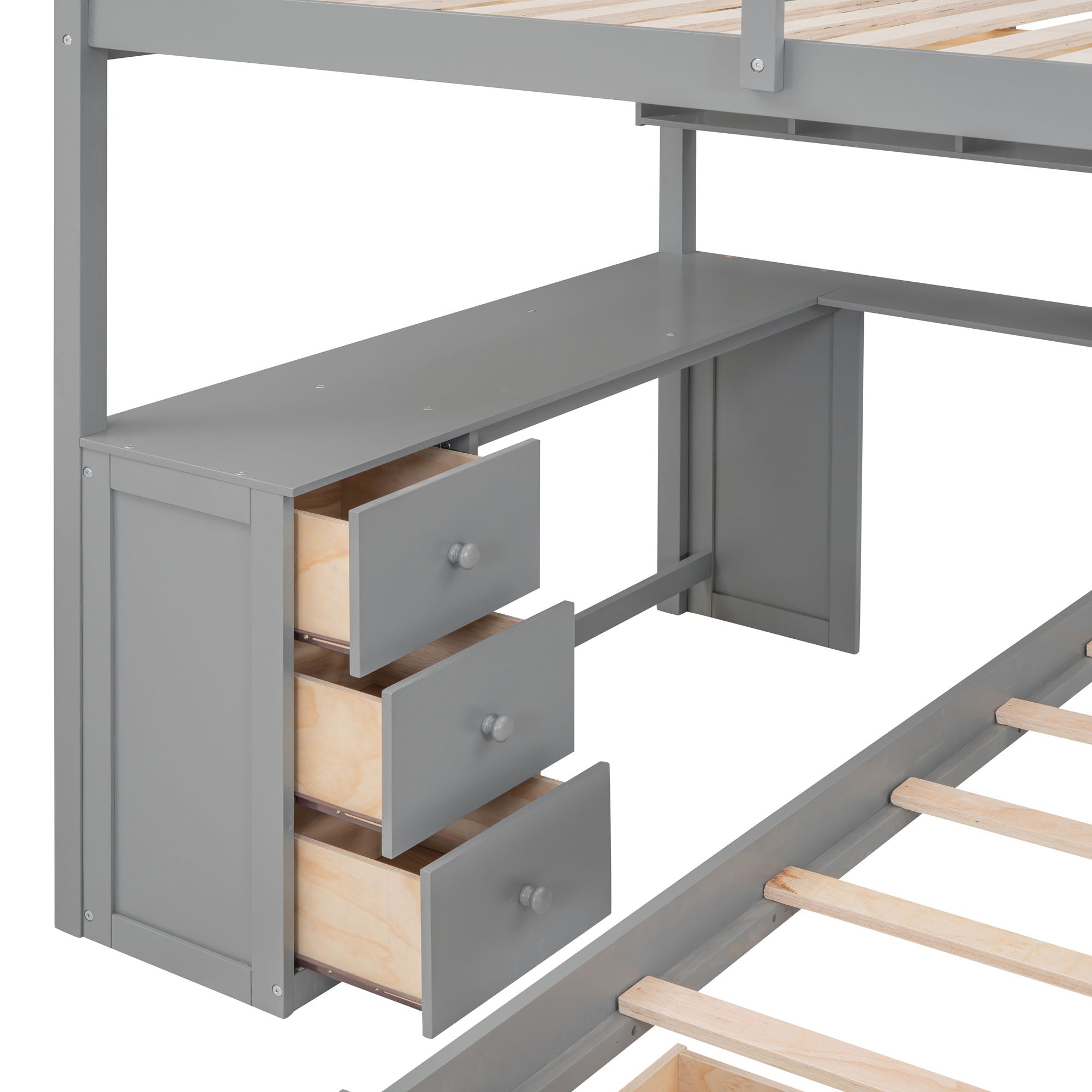 Bunk Bed With Desk, Drawers And Shelves