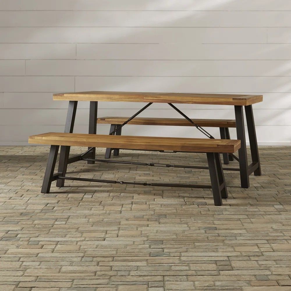 Catriona - 3 Piece Wood Outdoor Dining Set - Teak